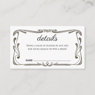 Cartão de gabinete - Convite para Chá de fraldas