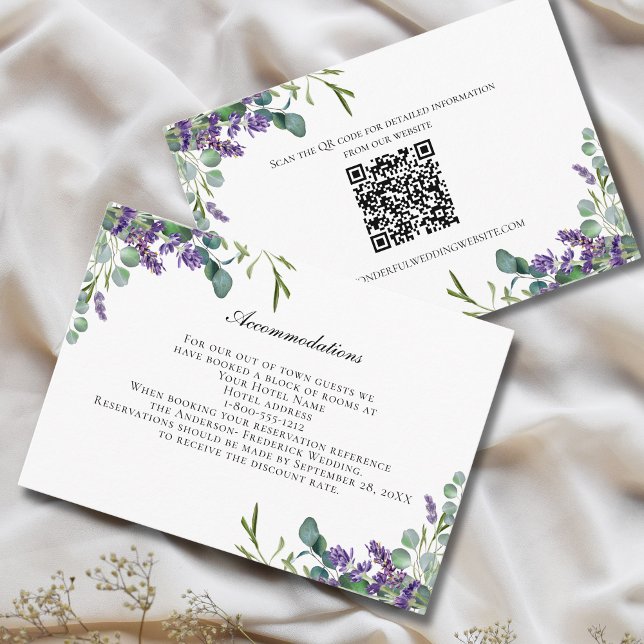 Cartão de gabinete de casamento Eucalyptus lavanda (Lavender Eucalyptus Greenery Wedding Details Enclosure card)