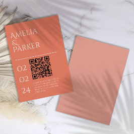 Cartão de gabinete de casamento laranja minimalist