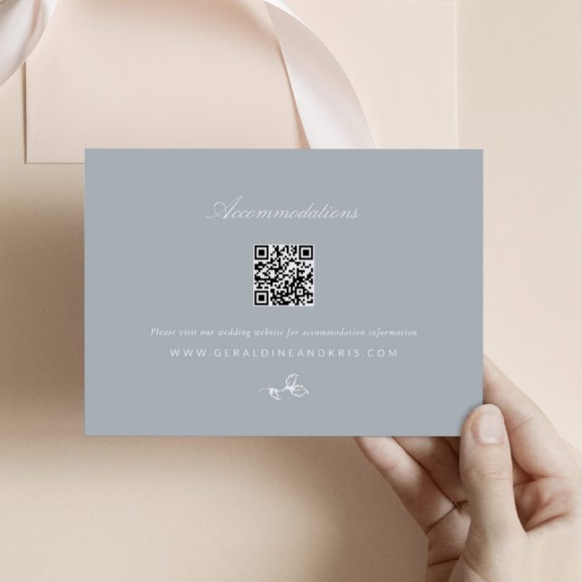 Cartão de Gabinete de Convite para Casamento Regen (Regency Monogram Wedding Enclosure Card with QR code)