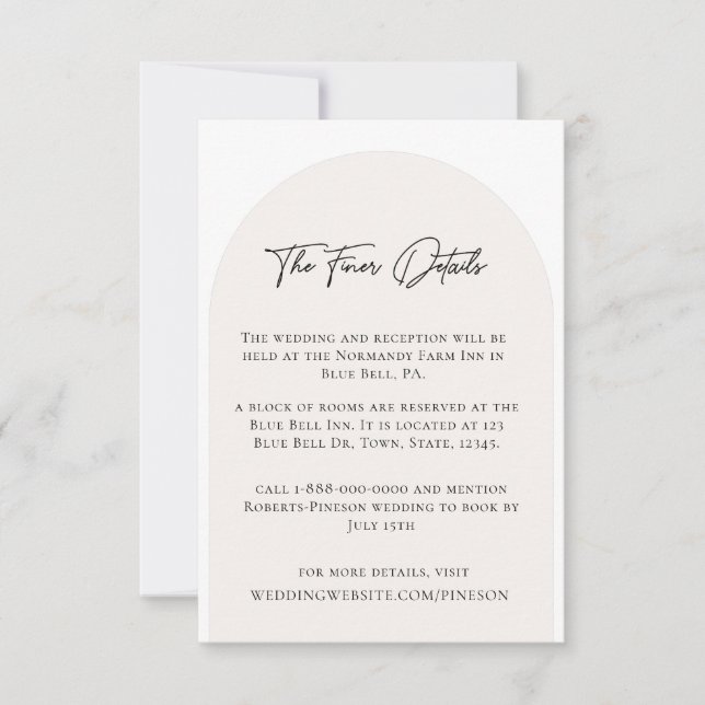 Cartão de Gabinete de Detalhes de Casamento Minima (Frente)