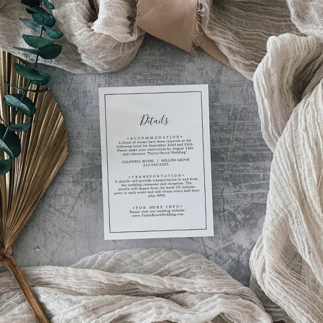 Cartão de Gabinete de Detalhes de Casamento Minima (Criador carregado)