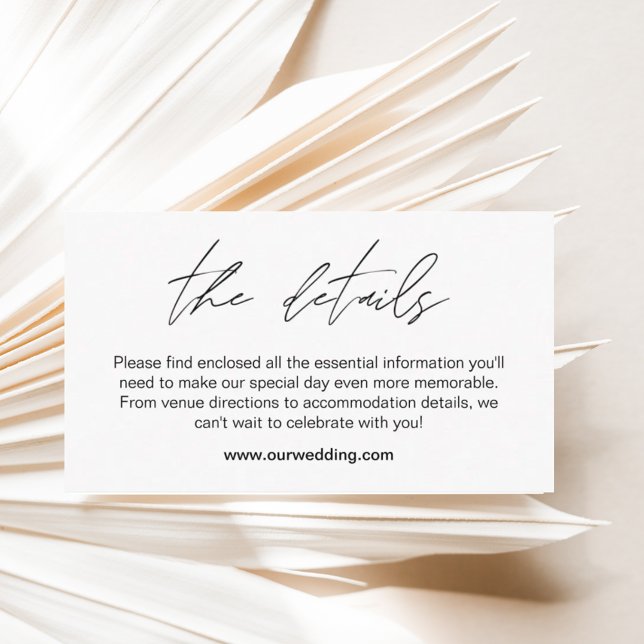 Cartão de Gabinete de Detalhes de Casamento Mínimo (Criador carregado)