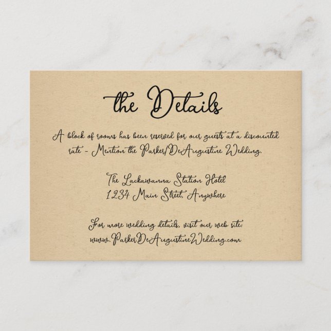 Cartão de Gabinete de Detalhes de Informações de C (Frente)