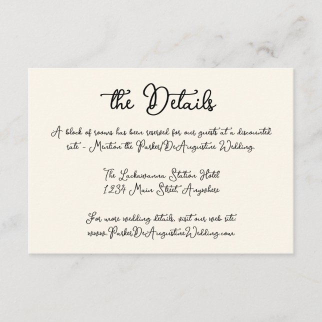 Cartão de Gabinete de Detalhes de Informações de C (Frente)