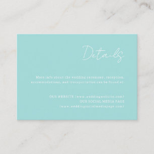 Cartão de Gabinete de Detalhes do Casamento Azul O