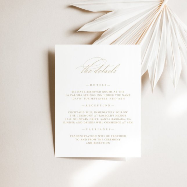 Cartão de Gabinete de Detalhes do Casamento Branco (Minimalist White Wedding Details Enclosure Card)