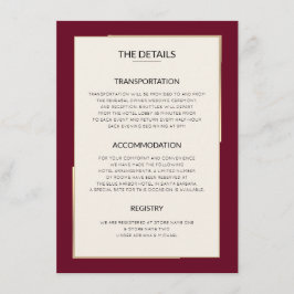 Cartão de Gabinete de Detalhes do Casamento Simple