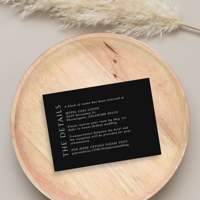 Cartão de Gabinete de Detalhes Pretos para Casamen (Criador carregado)