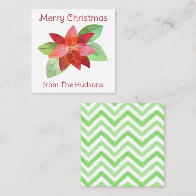 Cartão de Gabinete de Dotação Poinsetta de Waterco (Frente/Verso)