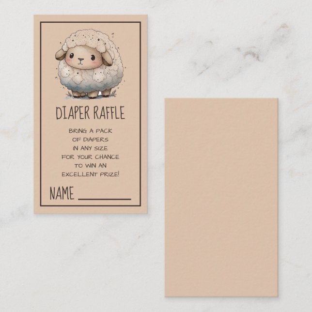 Cartão de gabinete de Fralda de bebê Raffle (Frente/Verso)