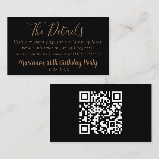 Cartão de Gabinete de Página da Web Detalhes do Ev (Frente/Verso)