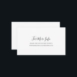 Cartão de Gabinete de Site de Casamento Elegante S<br><div class="desc">Este simples e elegante cartão do site de casamento é perfeito para o seu casamento preto e branco minimalista moderno. O design apresenta fonte contemporânea mínima acompanhada de caligrafia formal. Mantenha-o como está,  ou escolha personalizá-lo com seu próprio trabalho de arte ou fotos!</div>