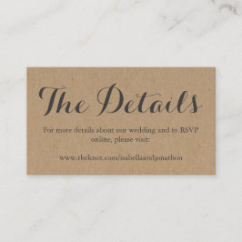 Cartão de Gabinete de Site de Casamento | Rustic K