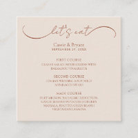 Cartão de gabinete do menu de casamento Rustic Ter