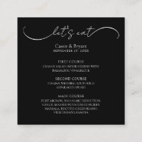 Cartão de gabinete do menu Elegante preto e branco