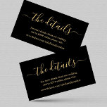Cartão de Gabinete do Site de Detalhes do Casament<br><div class="desc">Um fundo preto e ouro maravilhosamente elegante para comunicar os detalhes do seu evento.</div>