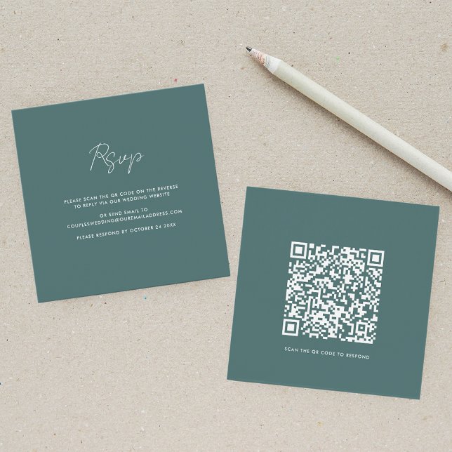 Cartão de gabinete Elegante RSVP de Casamento de C (QR Code Wedding RSVP Elegant Enclosure Card)