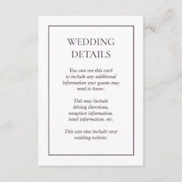 Cartão de Gabinete para Detalhes do Casamento Púrp