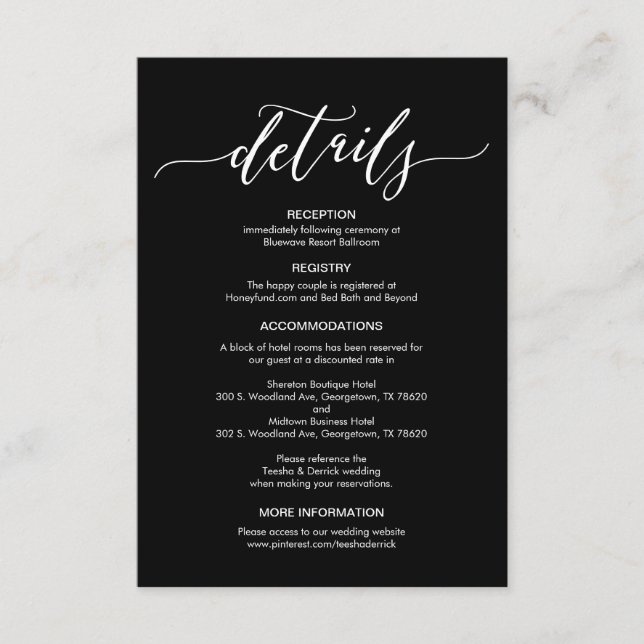 Cartão de Gabinete Pormenores de Casamento Perfeit (Frente)