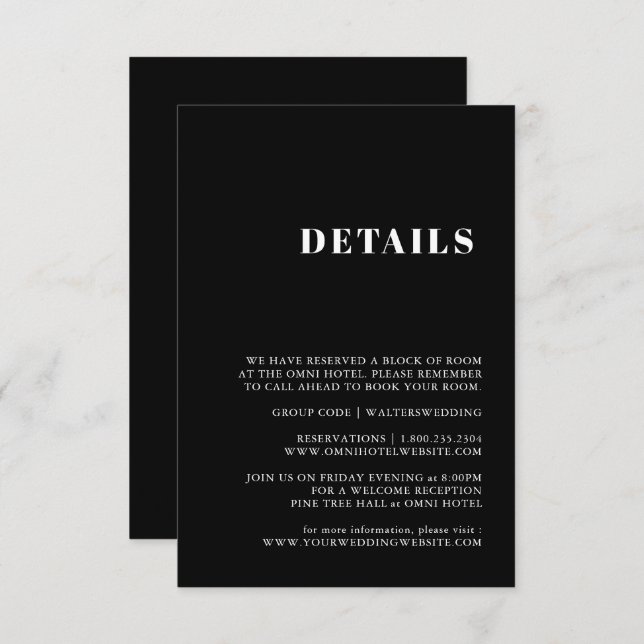 Cartão de gabinete preto e branco Elegante e Trend (Frente/Verso)