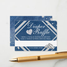 Cartão de gabinete Raffle com Fralda Denim e Ouros