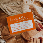 Cartão de Gabinete RSVP de Casamento Laranja Moder<br><div class="desc">Este é um cartão RSVP de casamento ousado e moderno com uma bela fonte de caligrafia e um fundo rosa quente. Todas as cores são editáveis. // Para designs correspondentes, procure "FALLON" na certeira loja Nicole Zazzle. * Se você gosta deste design, mas não o vê disponível para algo que...</div>