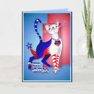 Cartão de Gatinho Americano de 4 de julho