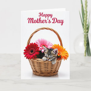 Cartão de Gatinho Floral Doce
