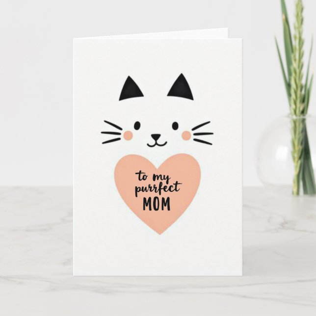 Cartão de Gato de Amor Mãe Perfeita (Frente)