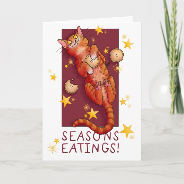 Cartão de Gato de Minhação Festiva (Frente)