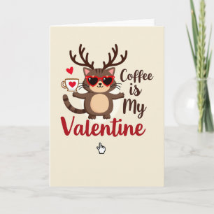 Cartão de Gato de São Valentim com Café