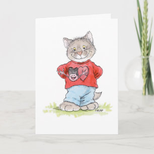 Cartão de Gato do Amor Crescente de Valentine
