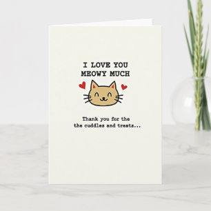Cartão de Gato Fofo Obrigado Meowy Amor