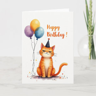 Cartão de Gato Gengibre Festivo