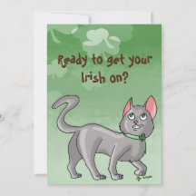 Cartão de gato irlandês para o dia de São Patrício
