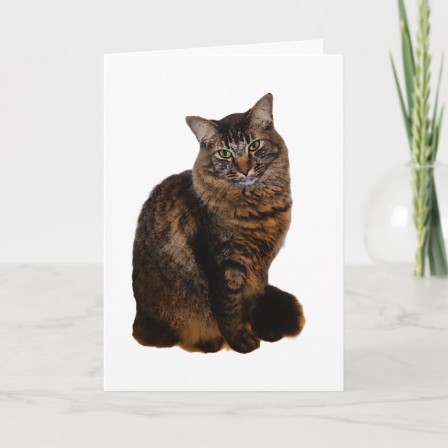 Cartão de Gato Listrado - Interior em Branco (Frente)