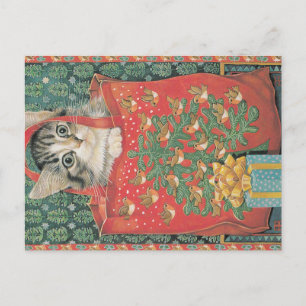 Cartão de gato natalino