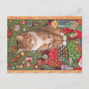 Cartão de gato natalino