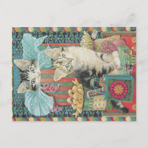 Cartão de gato natalino