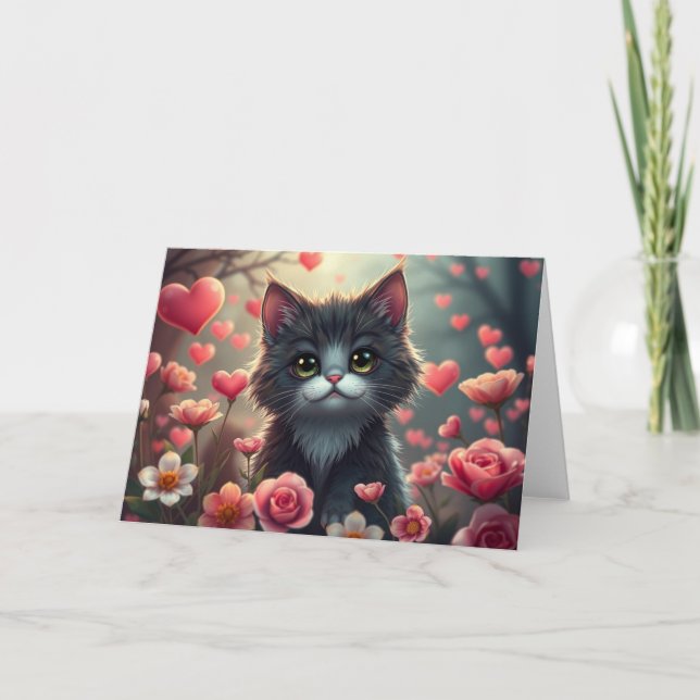 Cartão de gato para Namorados românticos (Frente)