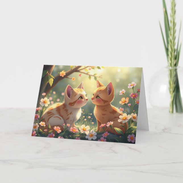 Cartão de gato para Namorados românticos (Frente)