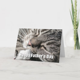 Cartão de Gato Sonolento para o Dia do Pai Feliz