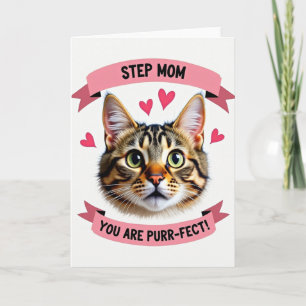 Cartão de Gato Tabby Purrfeito para Madrasta