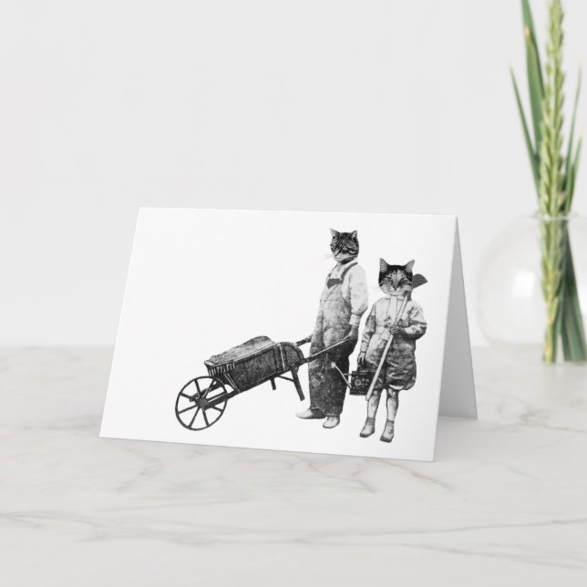 Cartão de Gatos de Jardinagem Engraçado Personaliz (Frente)