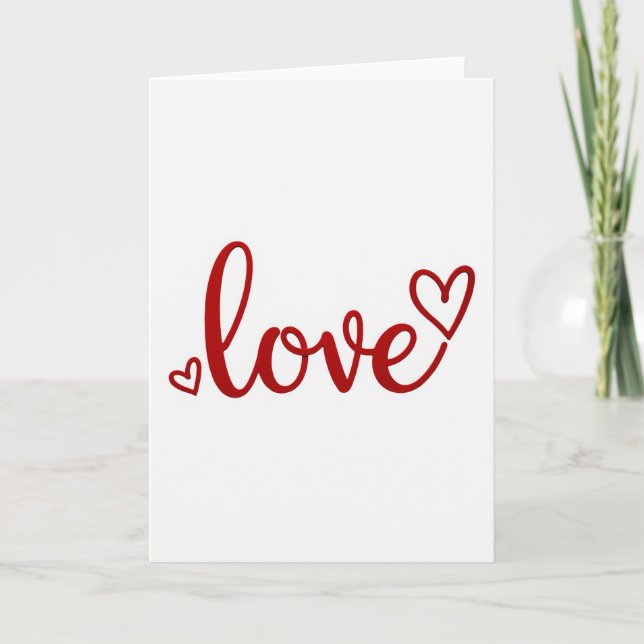 Cartão de Glitter com Corações de Amor Vermelhos (Frente)