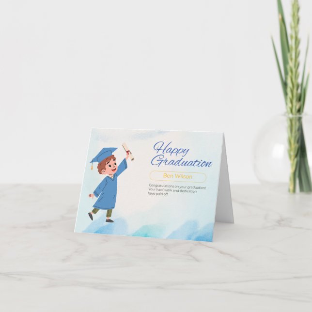 Cartão de Graduação Azul Clássico (Frente)