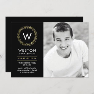 Cartão de Graduação Clássica de Wreath de Cor Edit