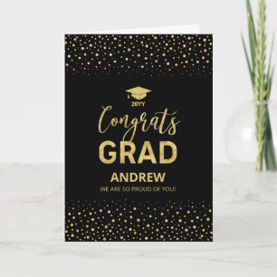 Cartão de Graduação Congrats Grad Confetes Dourado