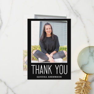 Cartão de Graduação de Foto Branco e Preto